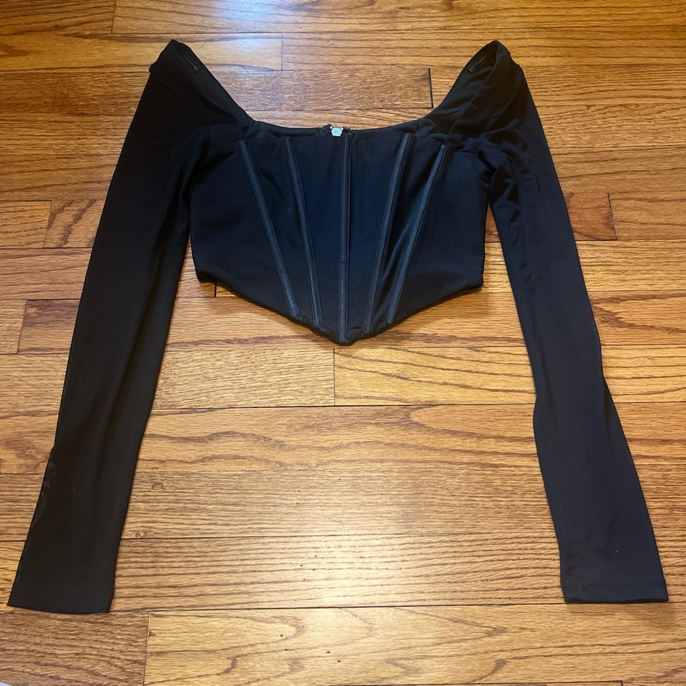 That’s So Fetch Woman’s Long Sleeve Black Corset Top Size US 4